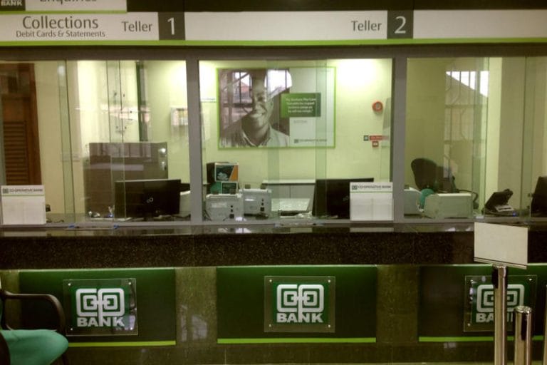 A Co-operative Bank branch banking hall serving customers across Kenya