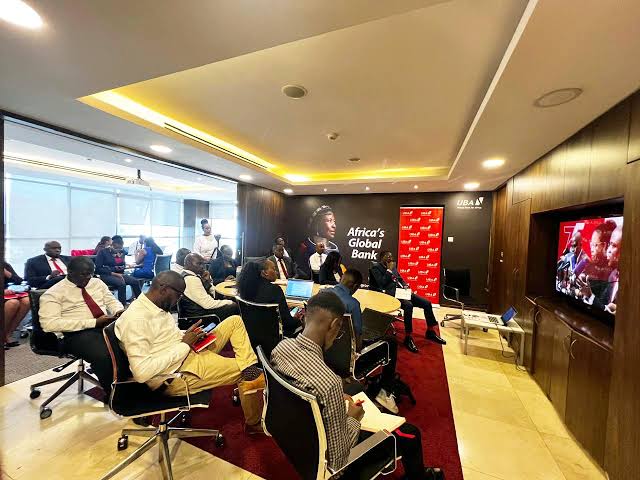 UBA Bank modern banking hall interior showing customer service counters and waiting area