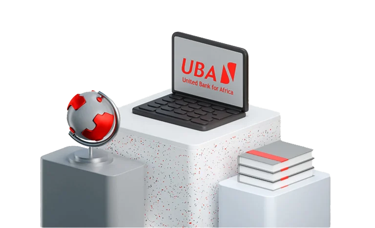 UBA Bank digital banking self-service kiosk, ATM and mobile banking interface