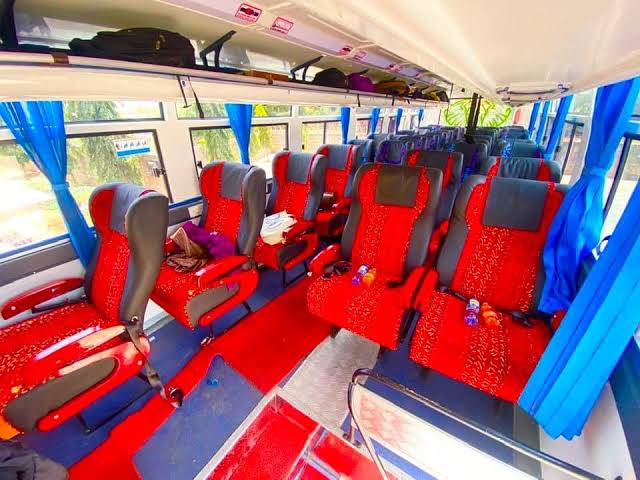 Interior – Seating class varies by bus